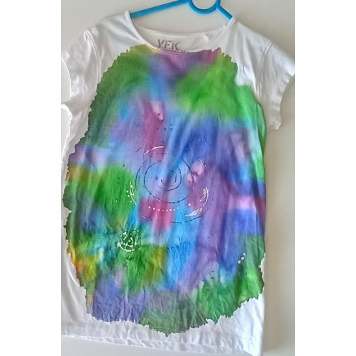 Otroška majica, ročno pobarvana, kratek rokav 134 - 140 cm