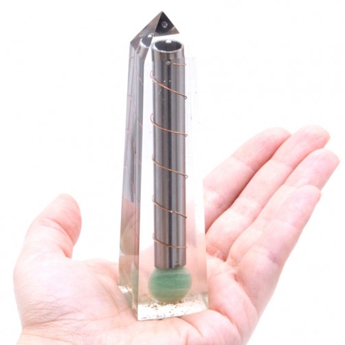 Orgonit Obelisk točka moči z aventurinom - 11 x 3 cm