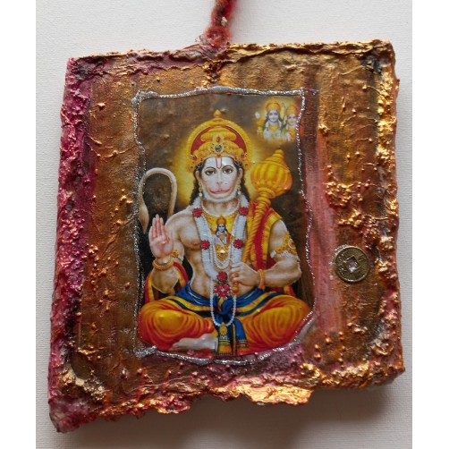 Hanuman s kovancem sreče 15 x 14 cm