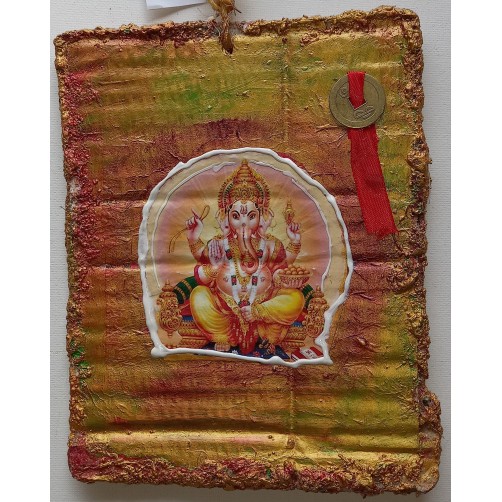 Ganesh s kovancem sreče 20 x 16 cm