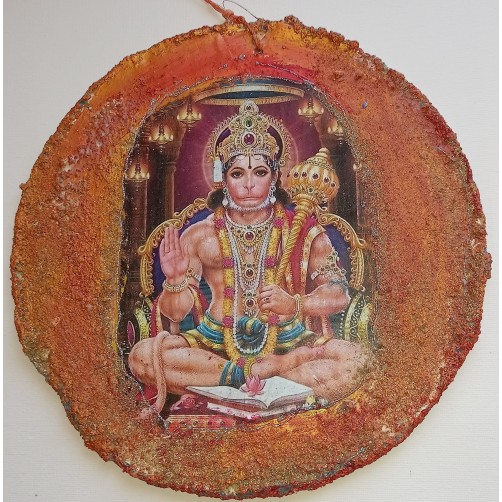 Hanuman lovilec sreče silver s pticami 24 cm