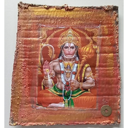 Hanuman s kovancem sreče 26 x 24 cm
