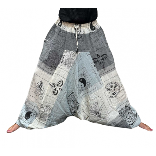 Aladinke, joga hlače iz Nepala, sivobele
