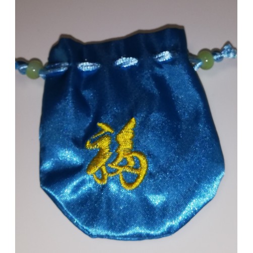 Darilna vrečka iz brokata s simbolom bogastva, turkizna