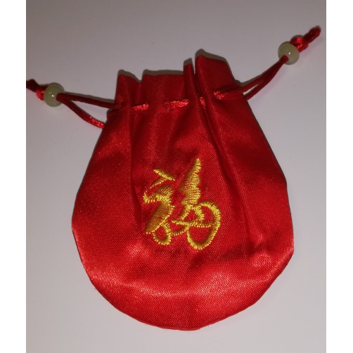 Darilna vrečka iz brokata s simbolom bogastva, rdeča