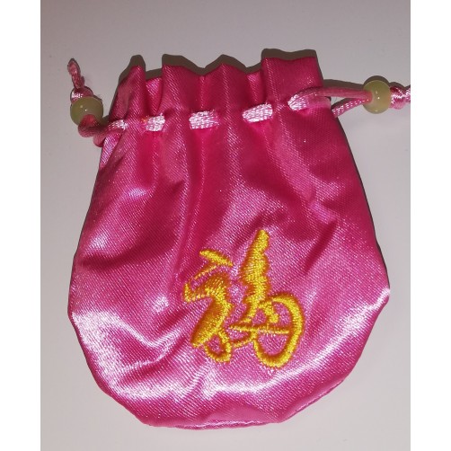 Darilna vrečka iz brokata s simbolom bogastva, roza