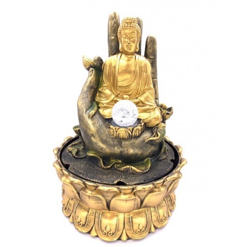 Feng Shui Sobna fontana - vodnjak Zlati Buda z led osvetlitvijo