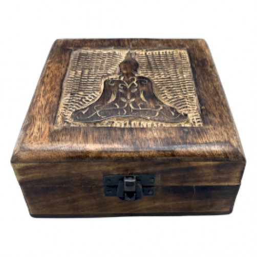 Lesena škatla, Buda, 13 x 13 x 6 cm 