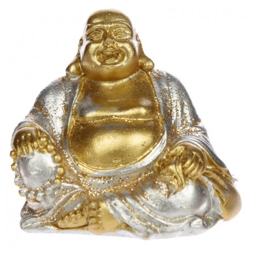 Srečni Buda, silver gold 4 x 4 cm