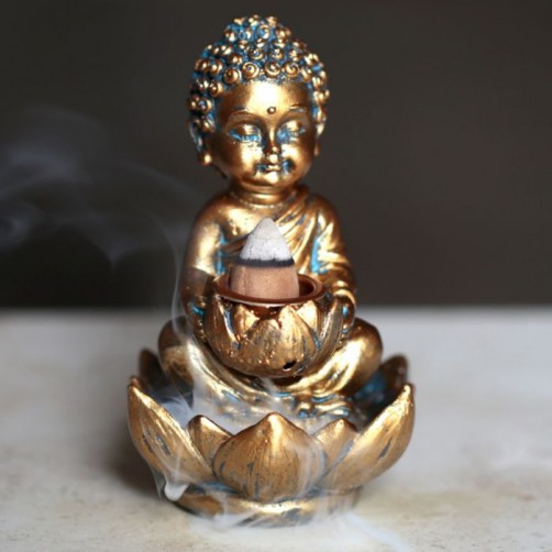 Dimna fontana za dišeče stožce Buda na lotusu, zlat