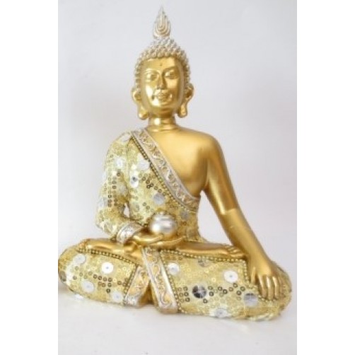 Buda z loncem zlata v desni roki, zlatobel