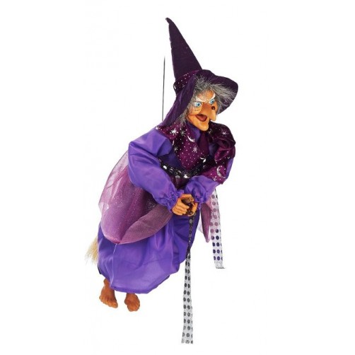 Čarovnica, ki leti na metli, vijoličasta  48 x 13 x 11 cm