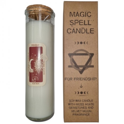 Prijateljski urok, dišeča čarobna sveča iz sojinega voska in kristali