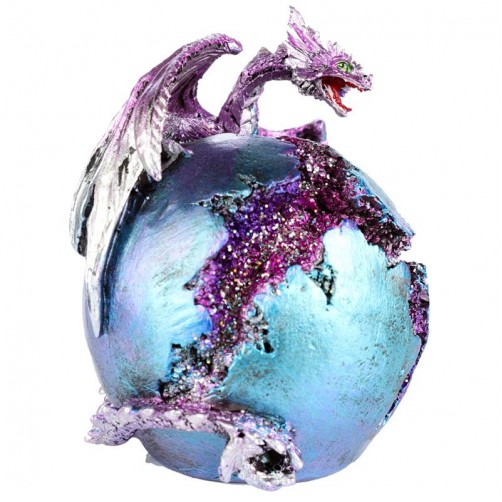 Zmajevo jajce, krilati zmaj na led geodi, violet
