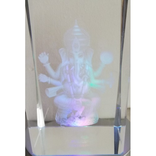 Kristalna laserska kocka 3D Ganesh