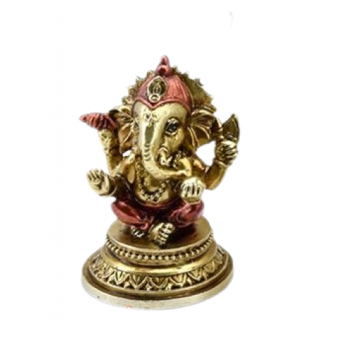 Ganesh, kipec na okroglem prestolu, 7 cm