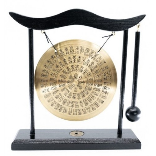 Namizni medeninast gong s simboli, 20 cm
