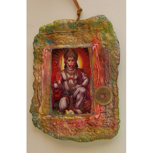 Hanuman s kovancem sreče  16 x 11 cm
