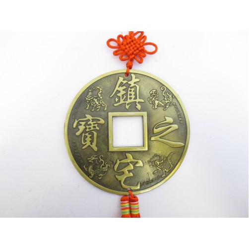 Feng Shui Kovanec sreče xxl z mističnim vozlom - premer kovanca 13 cm