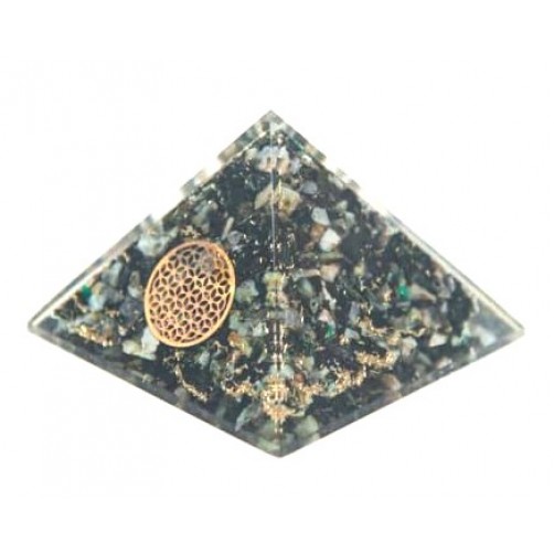 Piramida, Orgonit z rožo življenja, Krizokola, 7 x 7 cm