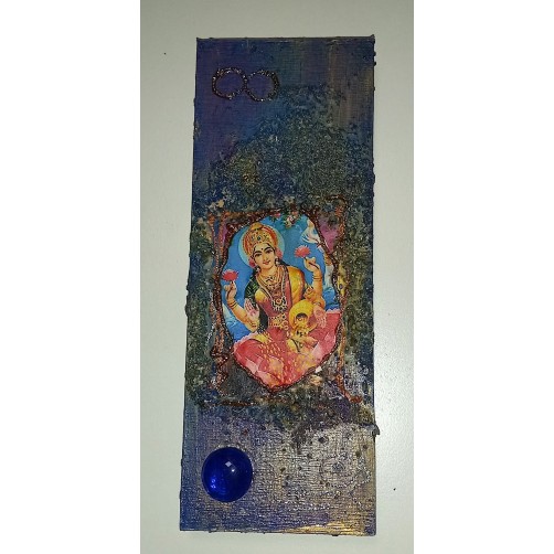 Lakshmi s kamnom modrosti, boginja bogastva in dobre sreče,  20 x 7 cm