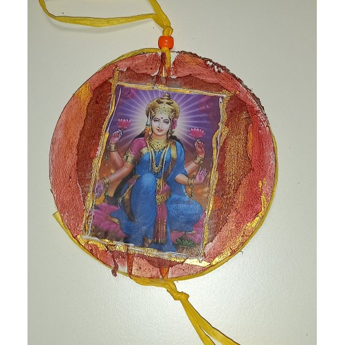 Lakshmi, boginja bogastva in dobre sreče z lotusom na hrbtni strani12 cm