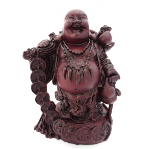 Srečni Buda za priklic sreče in obilja, kipec, rdeč, 16 cm