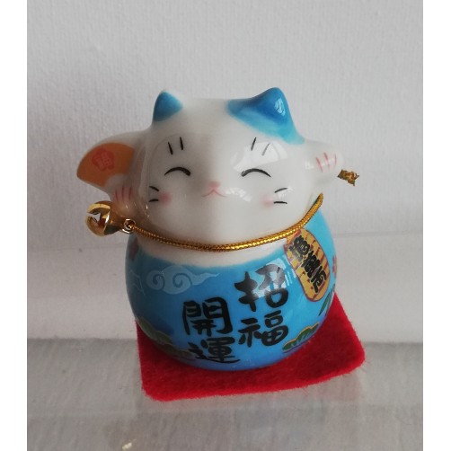 Maneki Neko - srečna mačka modra 5 x 5 cm 