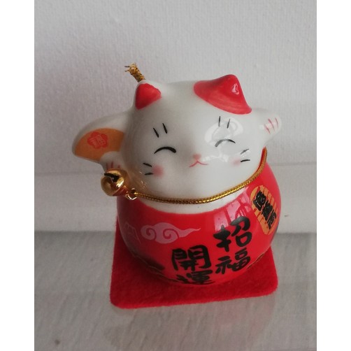 Maneki Neko - srečna mačka rdeča 5 x 5 cm