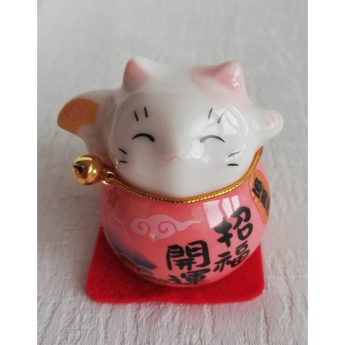 Maneki Neko - srečna mačka roza 5 x 5 cm