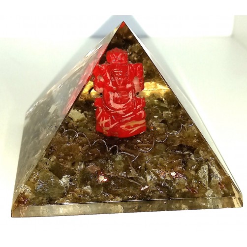 Orgonit piramida dimni kvarc z Ganeshom