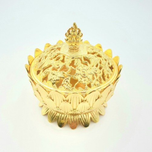 Posoda za kadilo zlati tibetanski lotus xl