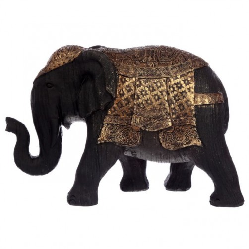 Tajski slon za srečo, brušeno črno zlato