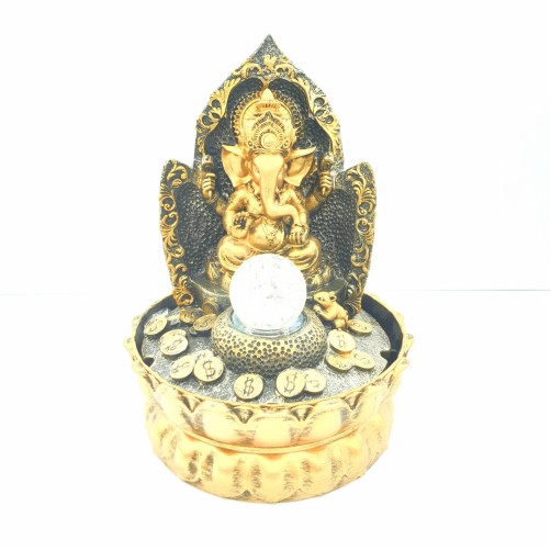 Sobna vodna fontana Golden Ganesh s kovanci z LED osvetlitvijo