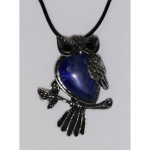 Ogrlica Sovica lapis lazuli v luksuzni darilni škatlici 