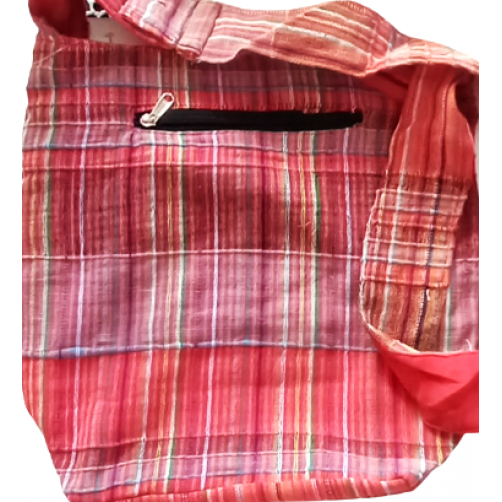 Trendovska torbica iz indijskega bombaža karirasta, rdeča