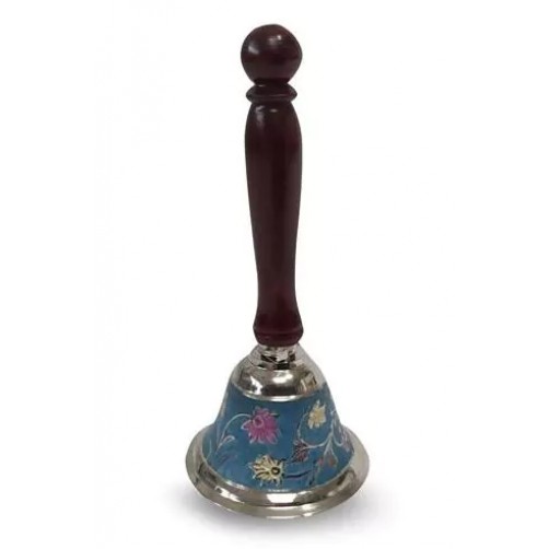 Zvonček Oriental, medenina modro vzorčast 19 cm