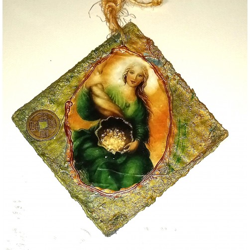 Abundancija, denarni angel s kovancem sreče, 11 x 11 cm