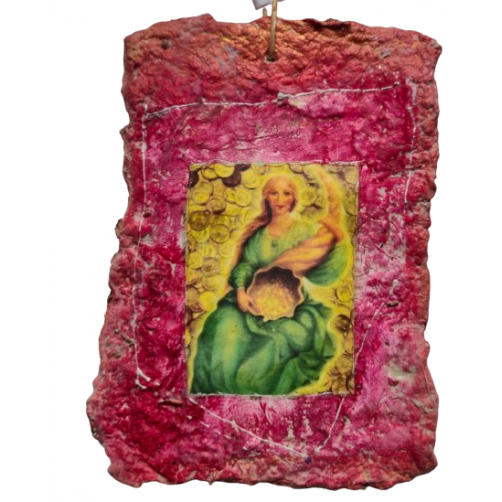 Abundancija, simbol blaginje  s sporočilom na hrbtni strani 