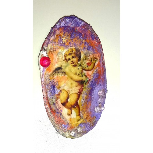 Školjka z angelom, čarobni magnet za hladilnik