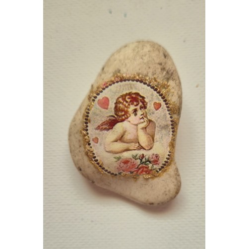 Angel ljubečih misli, magnet na kamnu, 5 x 3 cm