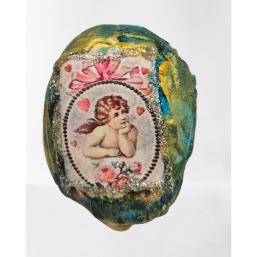 Angel srcne ljubezni, magnet na kamnu, 3 x 2 cm