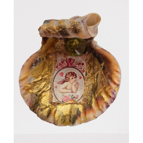 Angel srčne topline, magnet na školjki, 5 cm