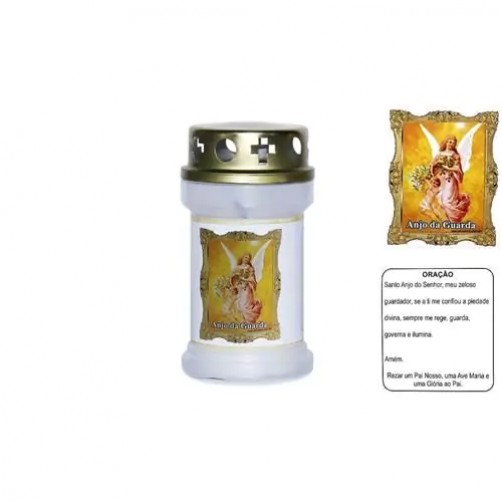 Obredna sveča za varstvo in zaščito Angel varuh v posodi s pokrovom