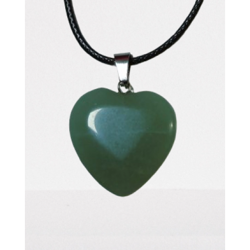 Ogrlica, obesek srce, aventurin, 2,5 cm