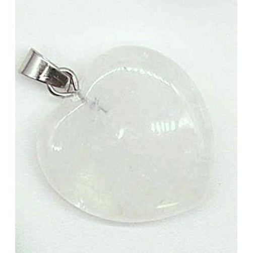 Ogrlica, obesek srce, beli kremen, 2,5 cm