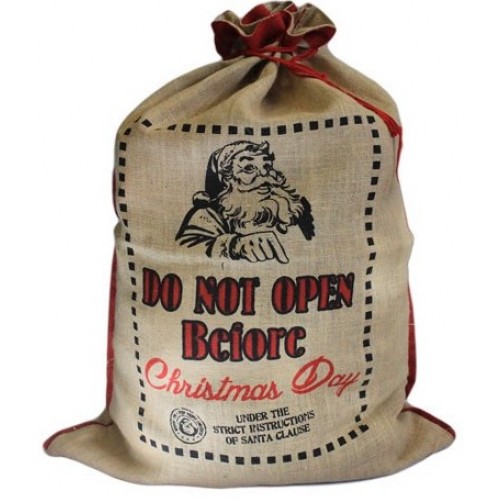 Božičkova darilna vreča iz jute, Ne odpiraj prej, 76 x 55 cm