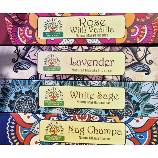 Dišeče palčke, Namaste, Mandala, masala, 4 škatlice različnih vonjev