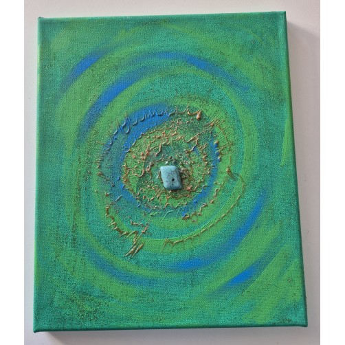Portal ravnovesja, energijska slika s turkizom, 30 x 25 cm
