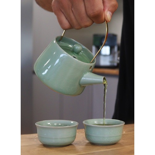 Čajni set za dva, čajnik in dve skodelici 